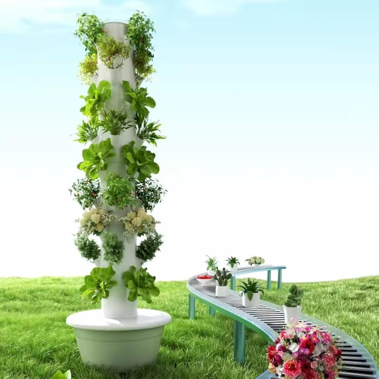 Hydroponic Tower - Dikey Hidroponik Yetiştirme Kulesi Aeroponik Kule
